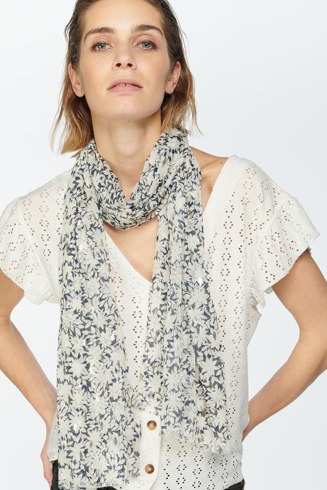 Foulard Antes bleu marine à motif fleuri