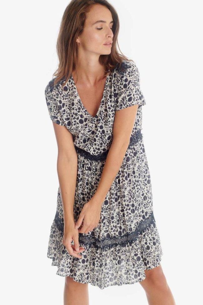 Robe Bloomy bleue-grise à motif floral