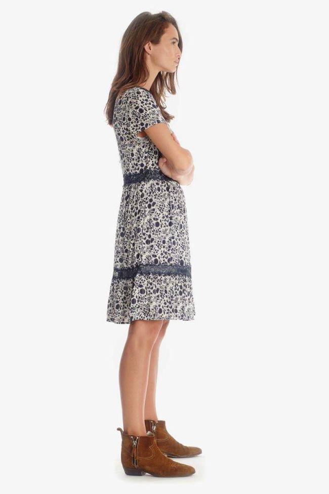 Robe Bloomy bleue-grise à motif floral