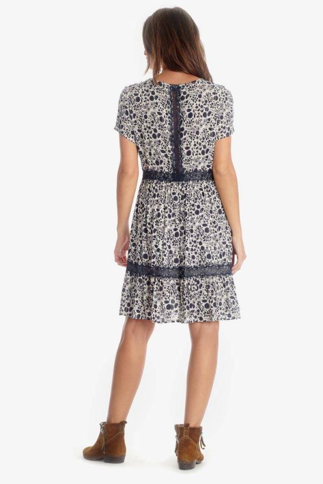 Robe Bloomy bleue-grise à motif floral