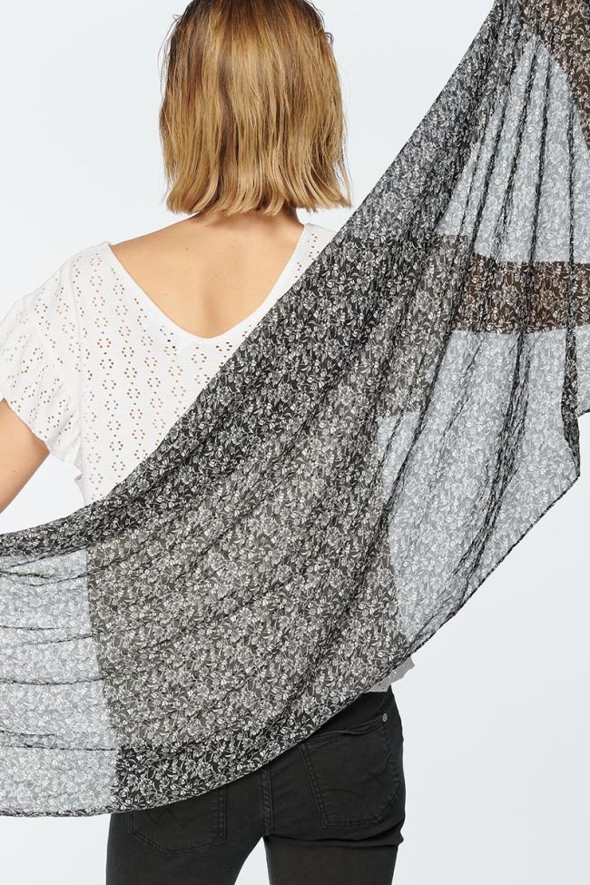 Foulard Dias noir à motif fleuri