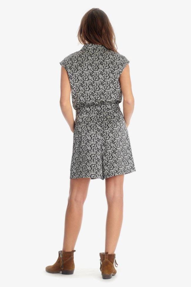 Combinaison short Gem noire à motif floral