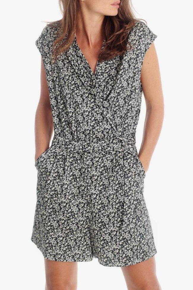 Combinaison short Gem noire à motif floral