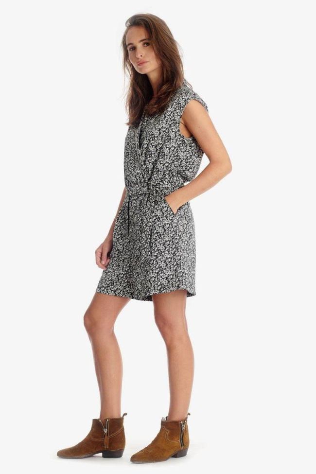 Combinaison short Gem noire à motif floral