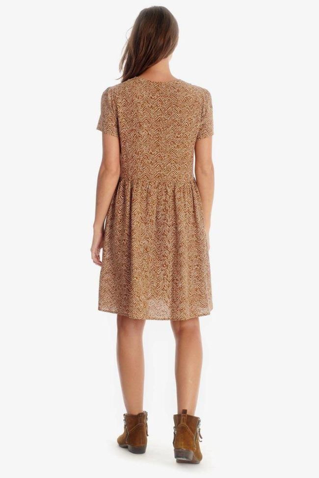 Robe Isae marron à motif ethnique