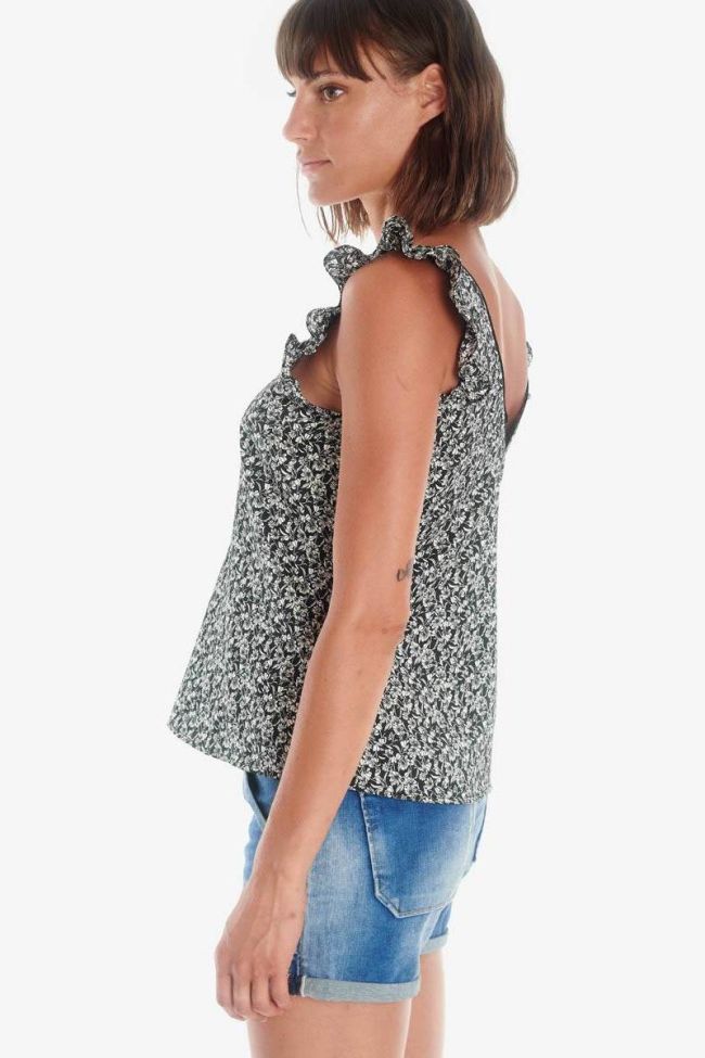 Top Magy noir à motif floral