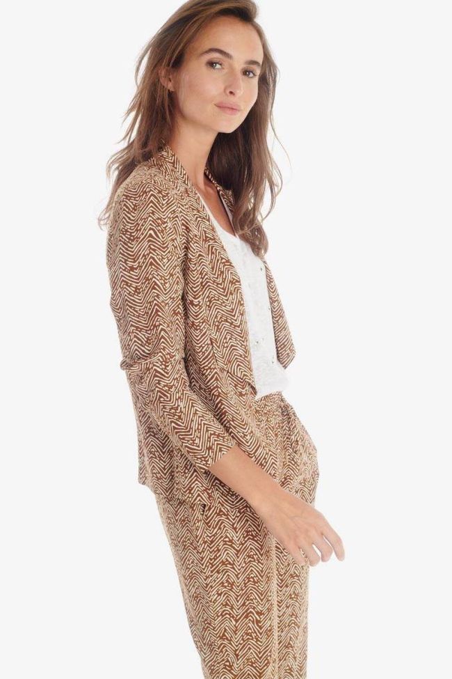 Veste Musa marron à motif ethnique