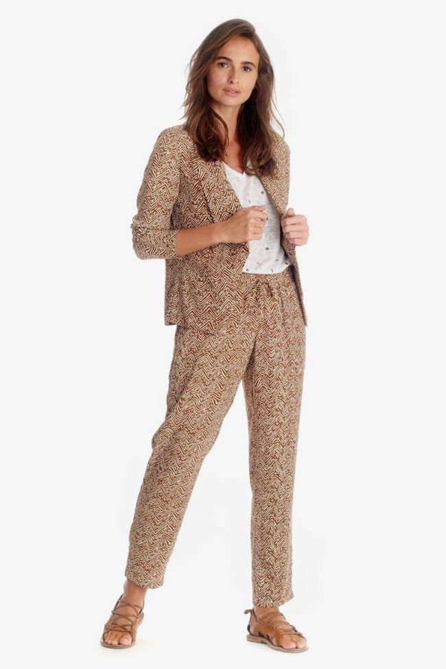 Veste Musa marron à motif ethnique