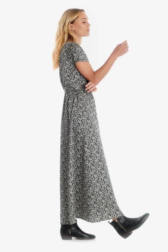 Robe Rugy noire à motif floral