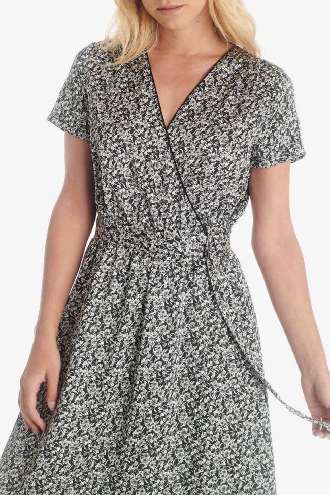 Robe Rugy noire à motif floral