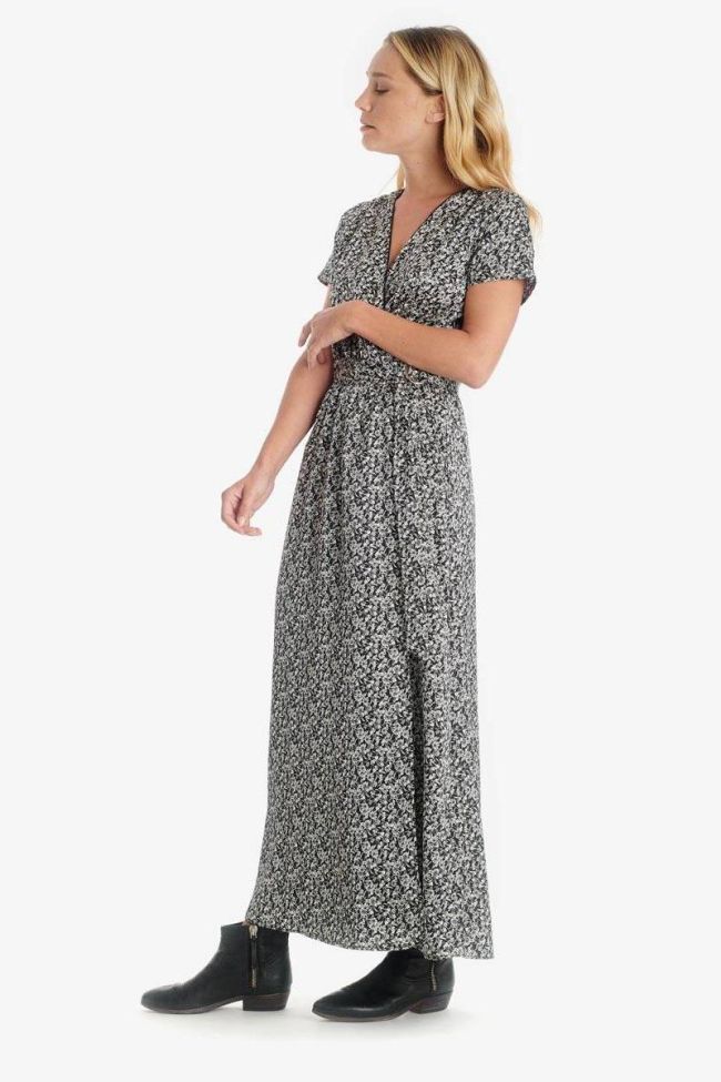 Robe Rugy noire à motif floral