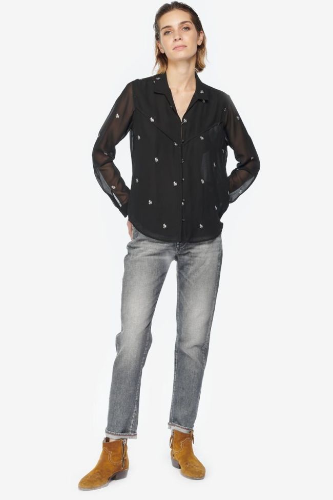 Chemise Russell noire brodée