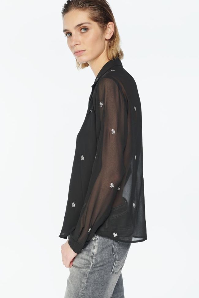 Chemise Russell noire brodée