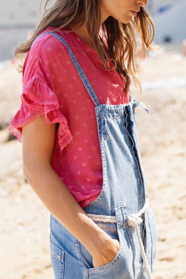 Top Santi framboise à pois