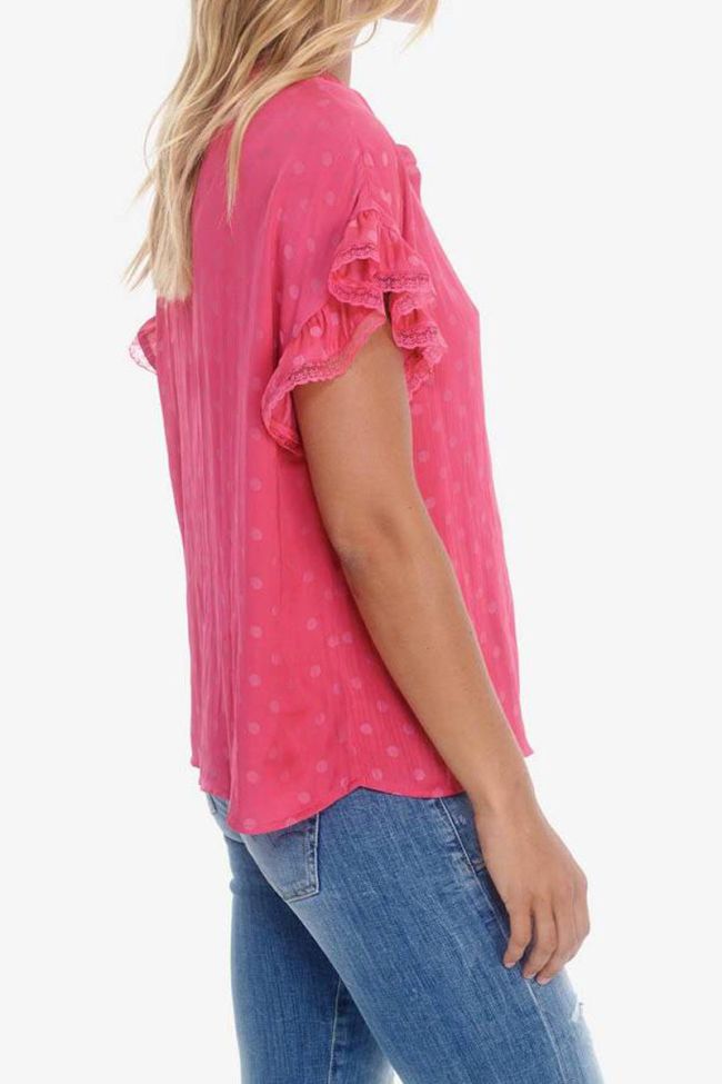 Top Santi framboise à pois