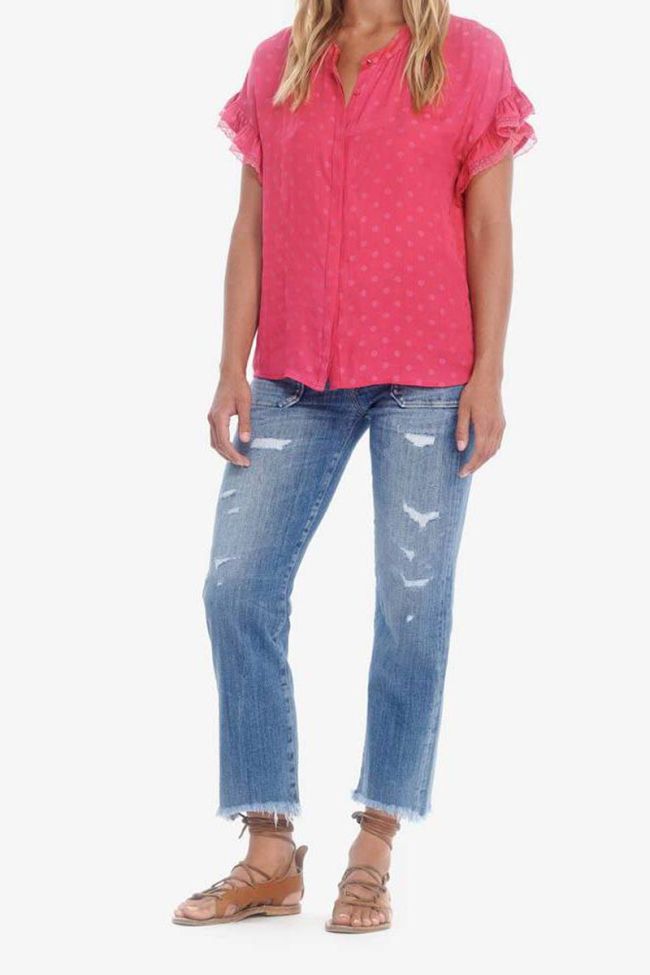 Top Santi framboise à pois