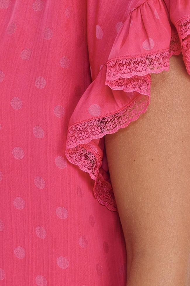 Top Santi framboise à pois