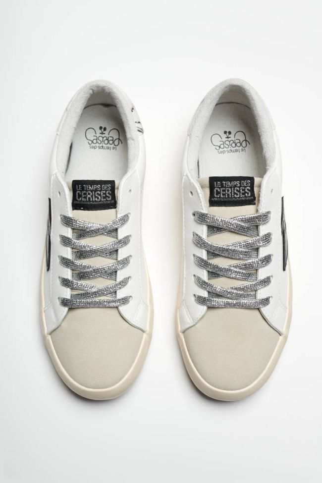 Baskets Soho blanches avec éclair noir 