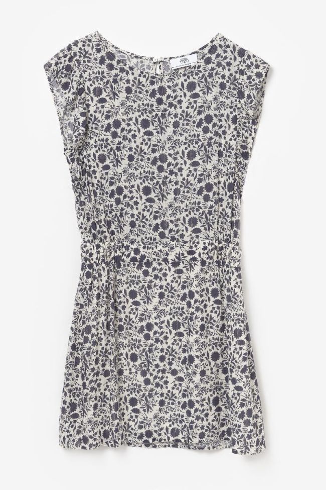 Robe à motif floral Maouigi marine et blanche