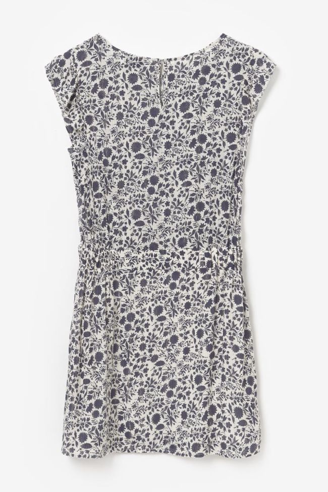 Robe à motif floral Maouigi marine et blanche