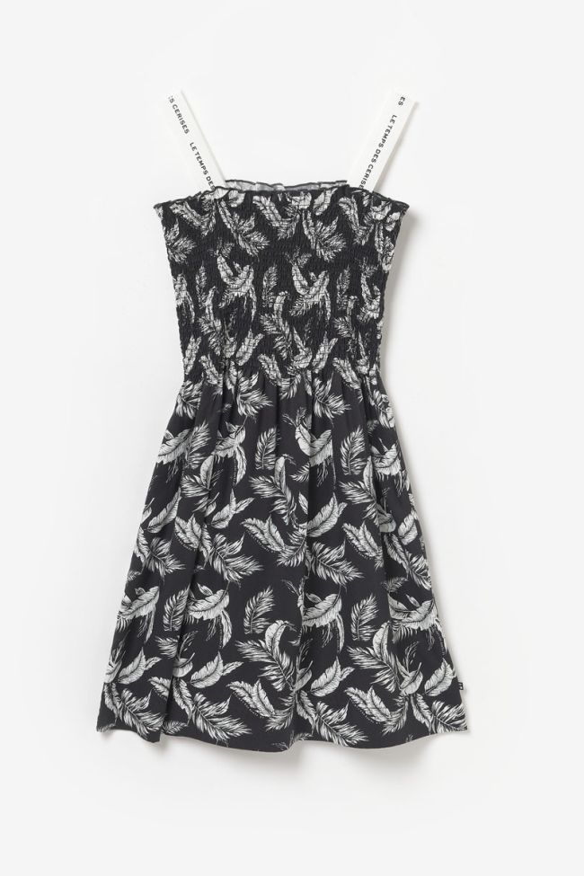 Robe Tildagi noire à motif feuilles 