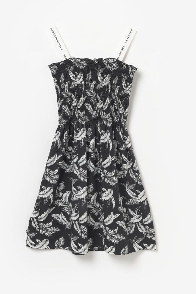 Robe Tildagi noire à motif feuilles 