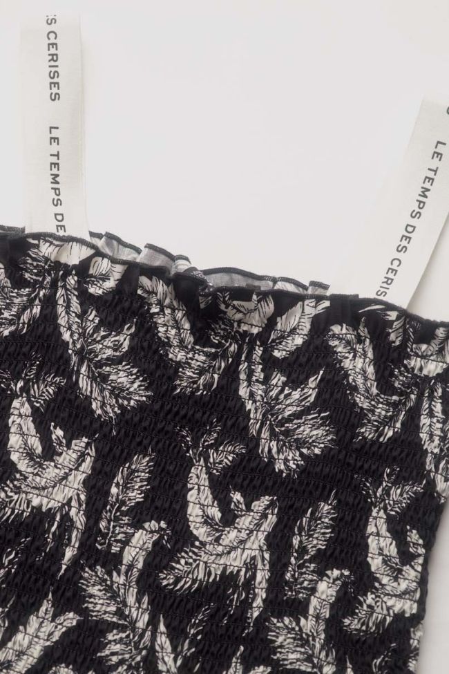 Robe Tildagi noire à motif feuilles 