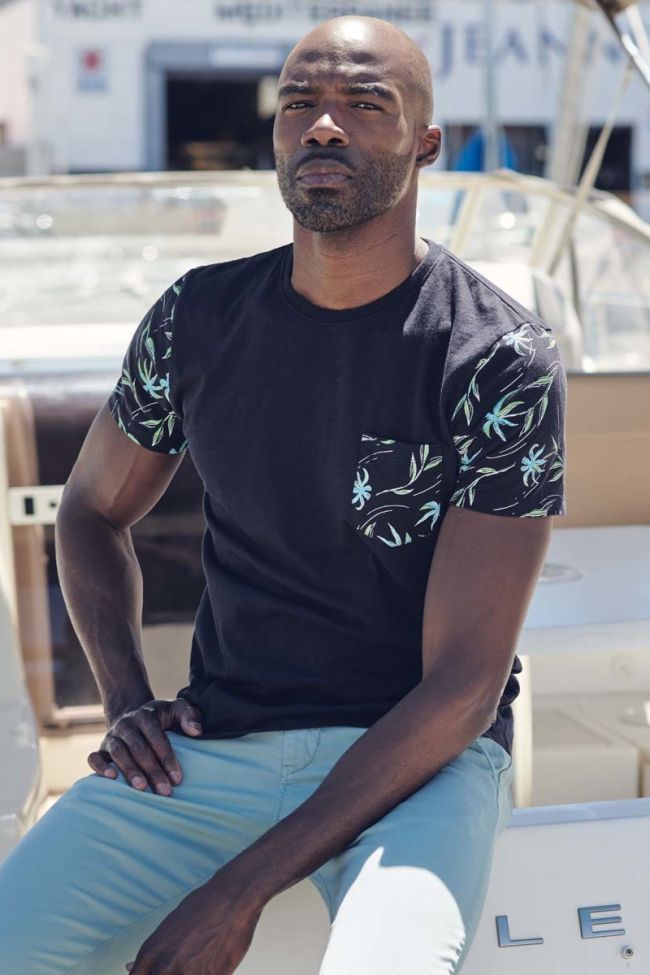 T-shirt Bazin bleu foncé