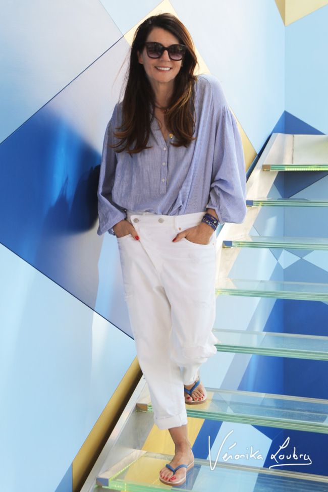 Mary boyfit destroy jeans blanc by Véronika Loubry