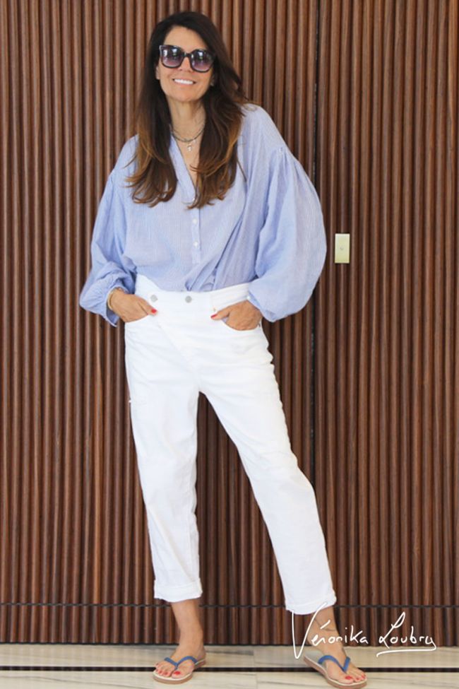 Mary boyfit destroy jeans blanc by Véronika Loubry