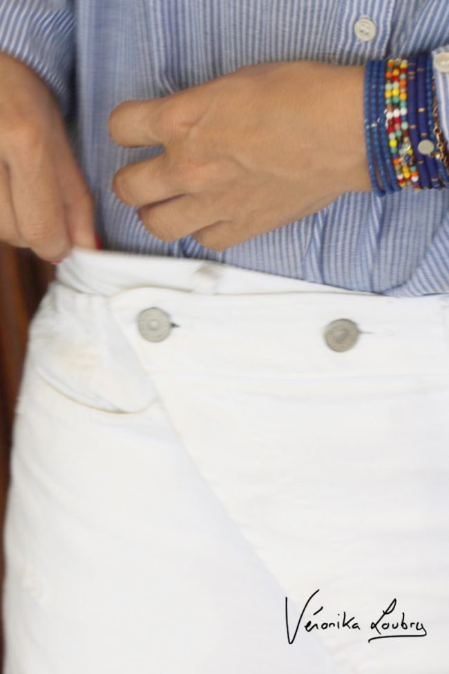 Mary boyfit destroy jeans blanc by Véronika Loubry