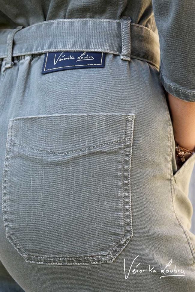 Combinaison pantalon Lucette kaki by Véronika Loubry