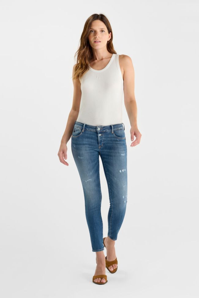 Jeans pulp slim Fino 7/8ème destroy vintage bleu N°3