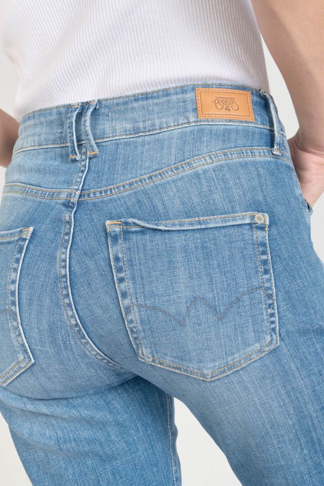 Jeans Pricilia taille haute 7/8ème destroy bleu N°4