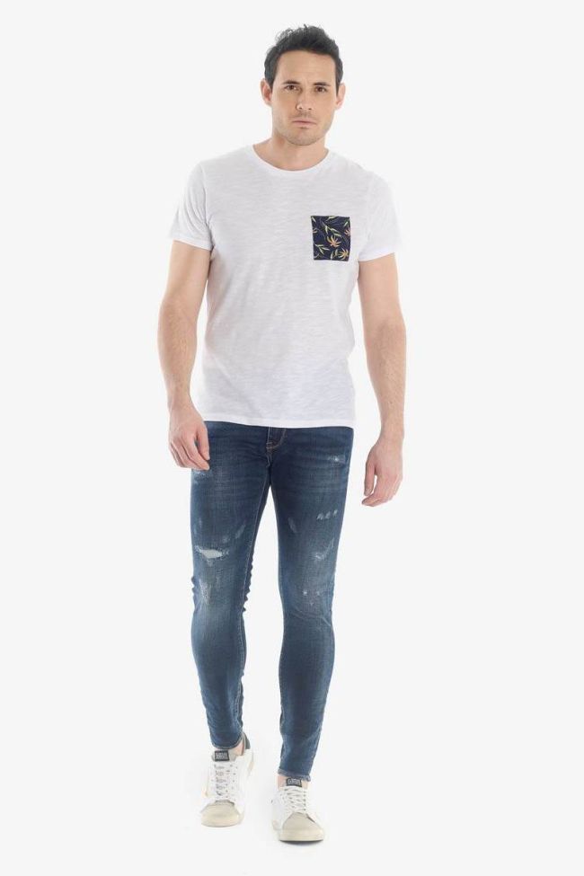 Power skinny 7/8ème jeans destroy bleu N°1