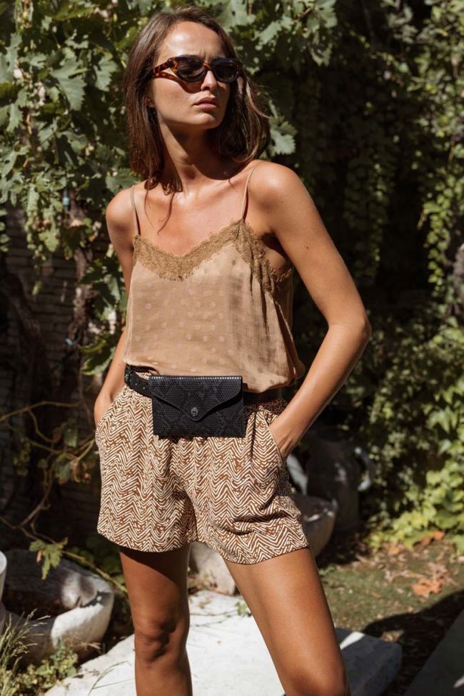 Short Calvi marron à motif ethnique