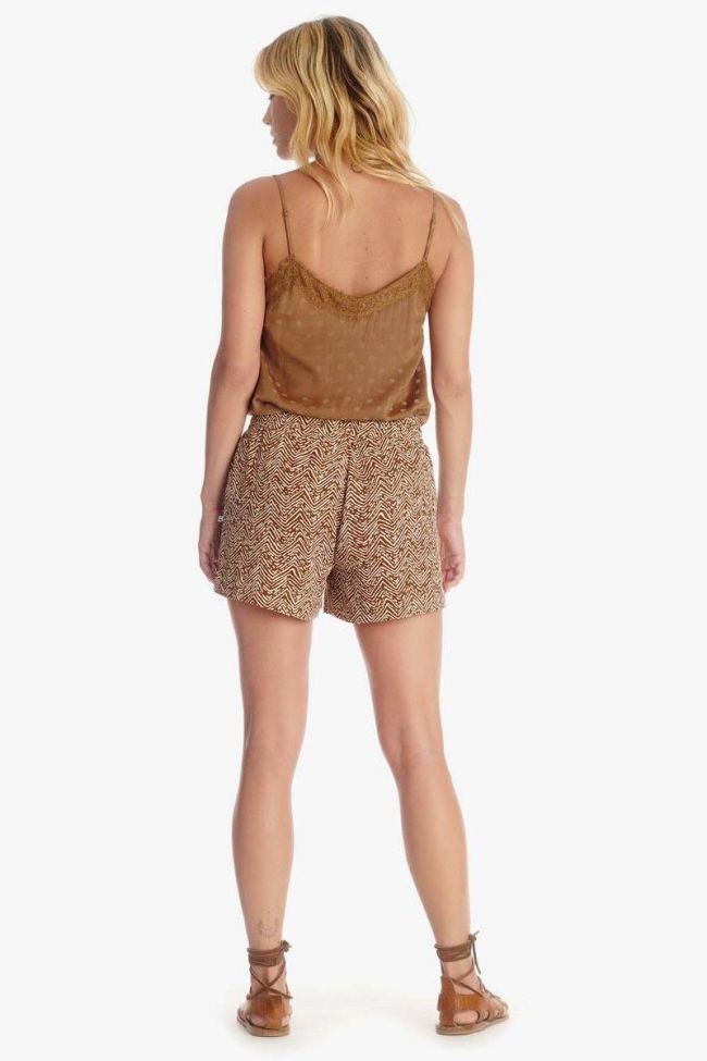 Short Calvi marron à motif ethnique