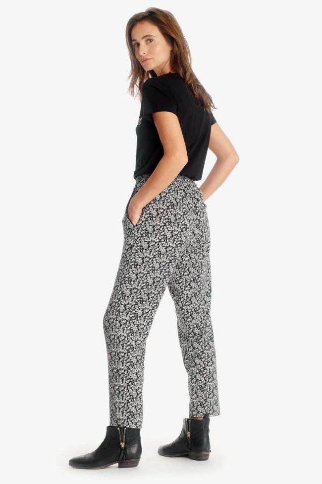 Pantalon Farrow noir à motif floral