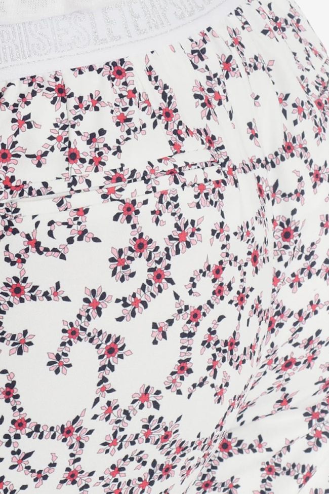 Pantalon Sally blanc à motif floral