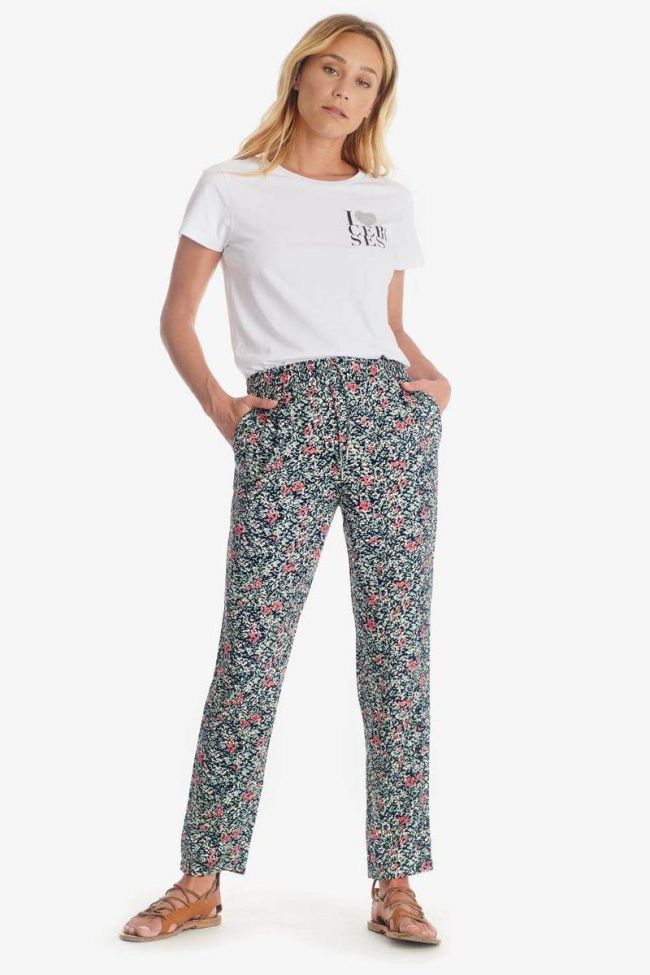 Pantalon Selena amande à motif floral