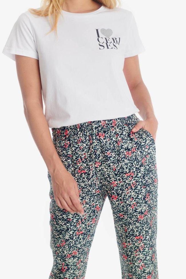 Pantalon Selena amande à motif floral
