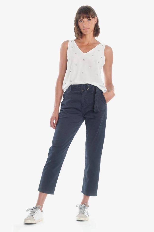 Pantalon chino taille haute Serena bleu marine