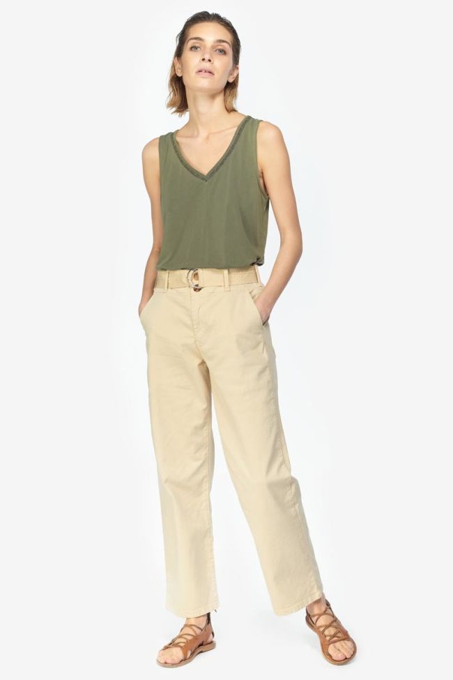 Pantalon chino taille haute Serena beige