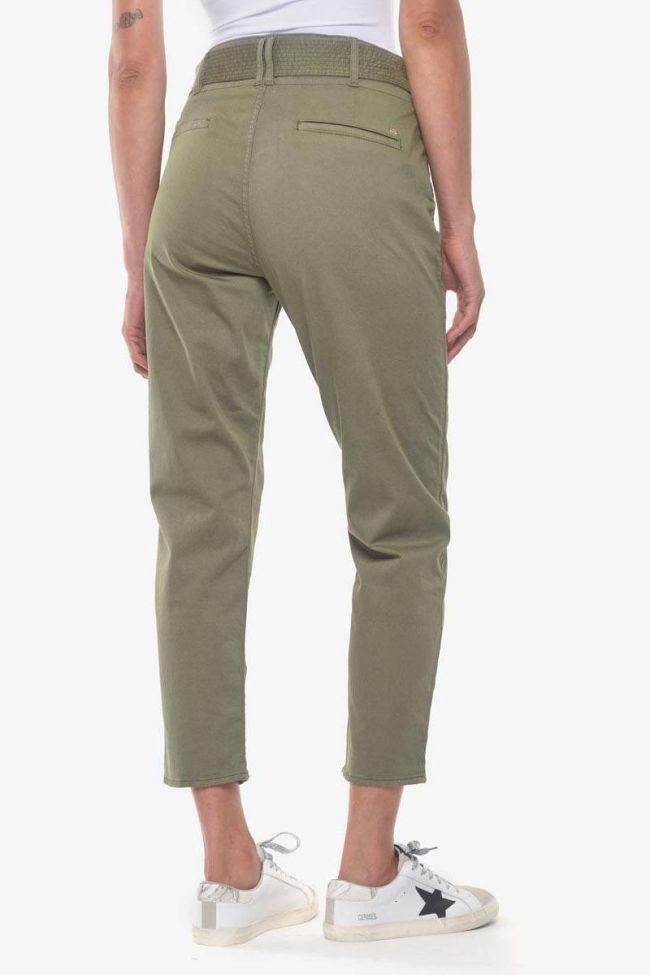 Pantalon chino taille haute Serena kaki