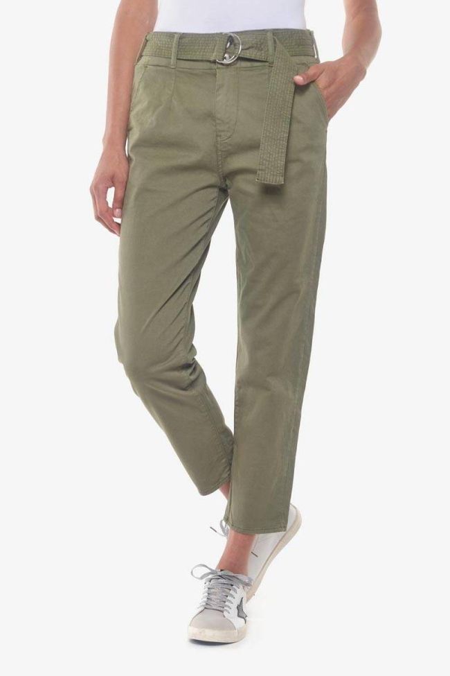 Pantalon chino taille haute Serena kaki