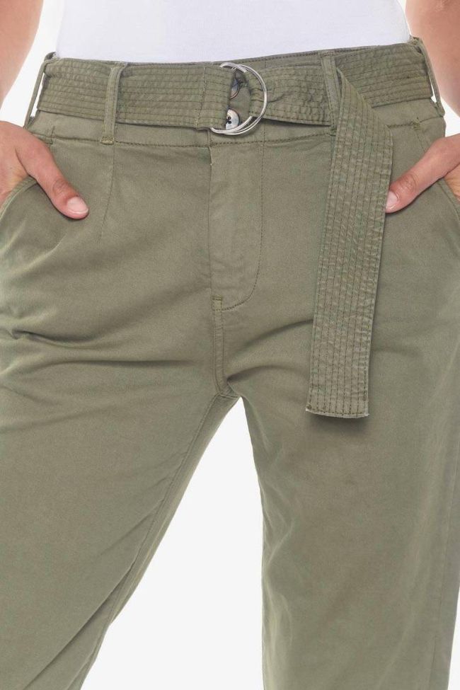 Pantalon chino taille haute Serena kaki