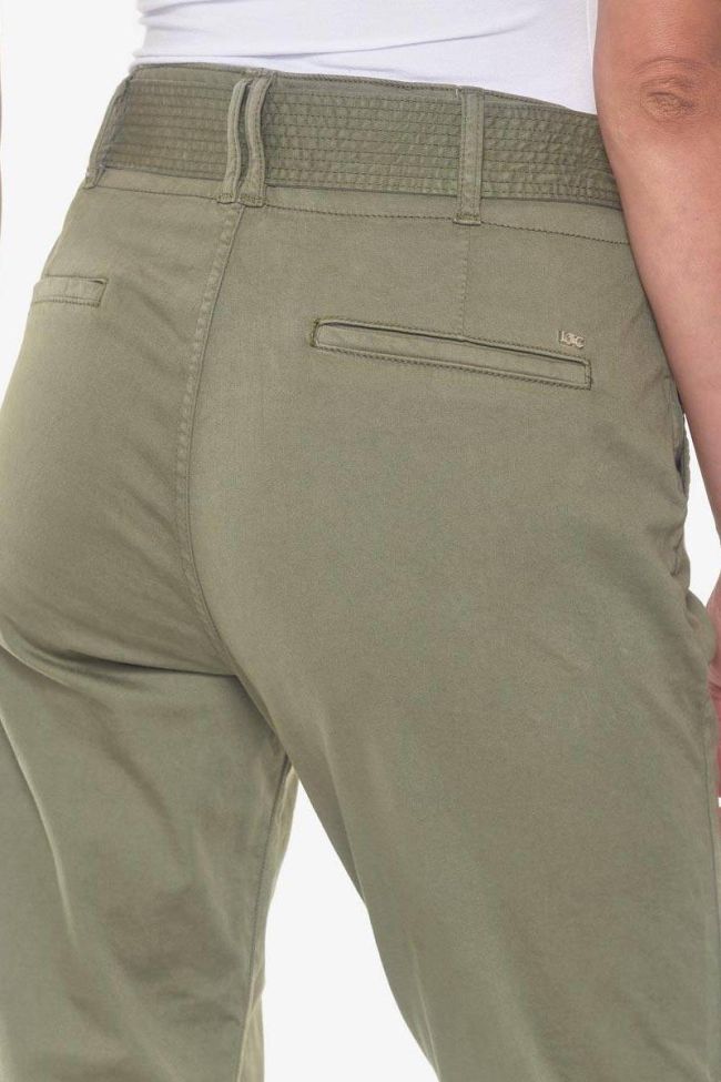 Pantalon chino taille haute Serena kaki