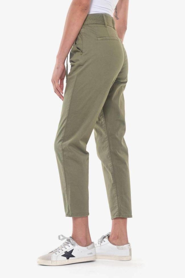 Pantalon chino taille haute Serena kaki