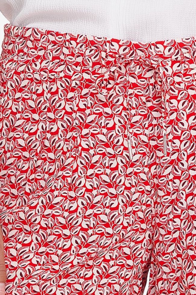 Short Vetta rouge à motif feuilles