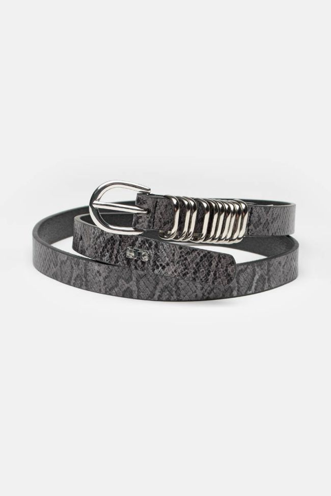 Ceinture Lemmy en cuir effet python grise